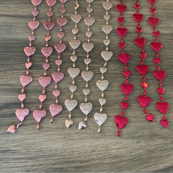 9 Strands Miniature Valentine’s  Day Garland, Fuchsia, Pink & Silver Each 33” - Picture 4 of 7